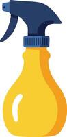 Cleaning spray bottle with yellow container and blue nozzle for household use and surface sanitation illustration vector
