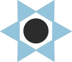 Abstract geometric star shape with central black circle and light blue triangles illustration for design use vector