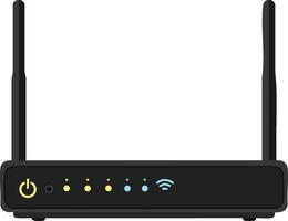 Wireless Router with Two Antennas and Status Indicator Lights Illustration for Technology and Connectivity Devices vector