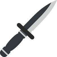 Combat knife illustration with black handle and silver blade isolated on white background vector