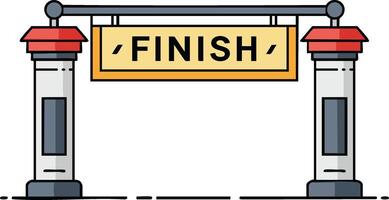 Finish line arch with pillars and banner for race or competition endpoint illustration vector