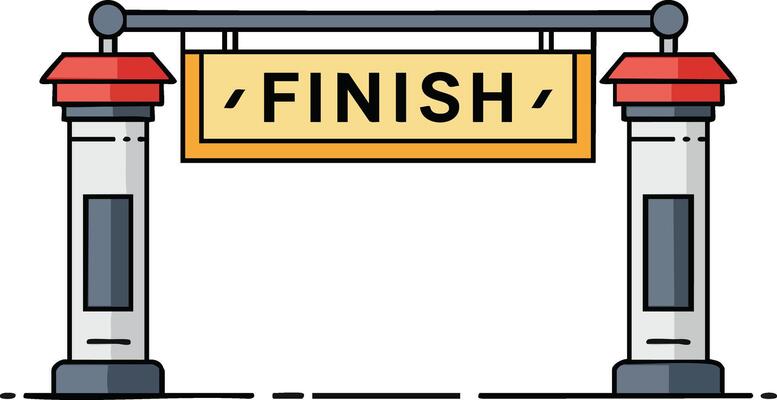 Finish line arch with pillars and banner for race or competition endpoint illustration
