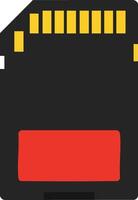 Memory card storage device icon with black body and red label for digital data use illustration vector