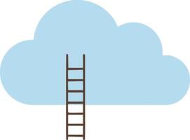 Cloud with ladder symbolizing growth and aspiration in simple illustration design vector