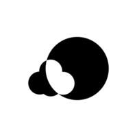 Abstract design featuring a black circle and white heart shape with clouds vector