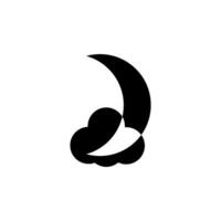 Stylized crescent moon and cloud design representing nighttime weather conditions vector
