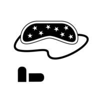 Sleep mask with star pattern and earplugs on a minimalist background for nighttime comfort and relaxation vector