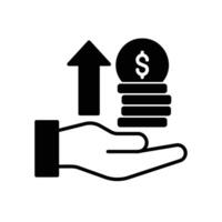 Savings growth icon with hands and dollar vector