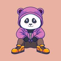 Panda Monk in Robe Cartoon characters vector