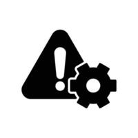 Risk management icon with warning sign and gear vector