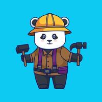 Panda Builder with Hammers vector