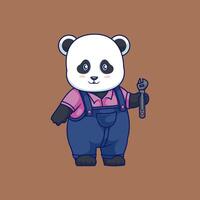 Panda Mechanic with Wrench vector