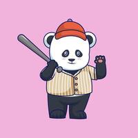 Panda Baseball Player with Bat vector