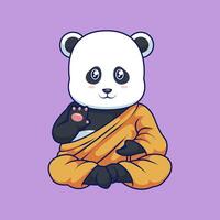 Panda Monk in Robe Cartoon characters illustration vector