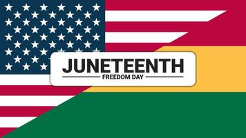 A Green, Yellow, Red and an American Flag with the Word Juneteenth Freedom Day vector