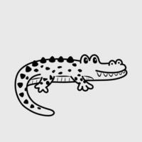 Cartoon crocodile with spotted skin. Thin line illustration. vector