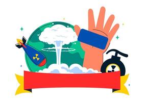 Flat Style of Atomic Bomb Blast Commemorating International Day Against Nuclear Weapons vector