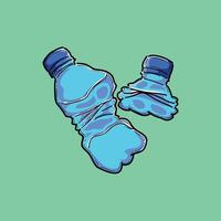 Illustration of Used Plastic Bottles Highlighting Environmental Concerns on Green Background vector