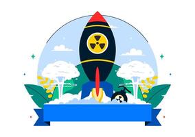 Illustration for International Day Against Nuclear Weapons with Bomb Explosion in Flat Cartoon Style vector
