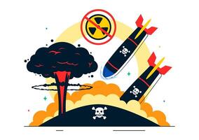 Nuclear Bomb Explosion in Flat Background for Total Elimination of Nuclear Weapons Day . vector