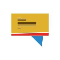 Clean, rectangular speech bubble with text lines, ideal for communication, messaging, and chat interfaces. Perfect for web design, app elements, and social media content vector