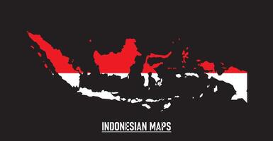 a Vibrant illustration of Indonesian map, infused with the iconic red and white of its flag against a stark black backdrop. Ideal for commemorating freedom, unity, and national pride vector