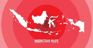 Striking illustration of Indonesian map, featuring a bold white silhouette on a red backdrop with a subtle ripple effect. Ideal for conveying the nation's strength and patriotic spirit vector