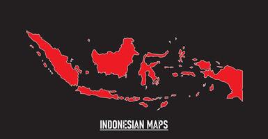 The Vibrant illustration of Indonesian map, infused with the iconic red and white of its flag against a stark black backdrop. Ideal for commemorating freedom, unity, and national pride vector