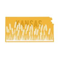 Kansas Text with Wheat Pattern Perfect for Print, Apparel, etc vector