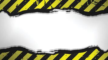 a black and yellow hazard warning background with a white paper vector