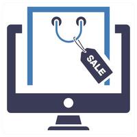 Online Sale icon concept in blue color vector