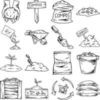 Composting Process and Gardening Tools vector