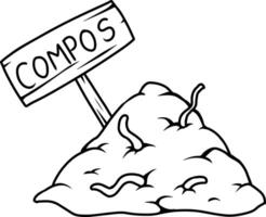 Compost Pile with Sign and Worms vector