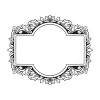 Illustration of floral frame with place for your text in black and white vector