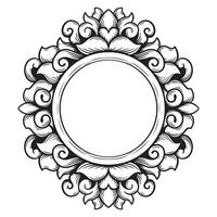 Oriental round frame with arabesques and floral elements vector