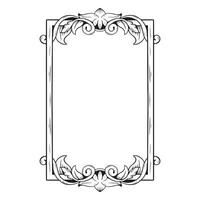 Illustration of floral frame with black and white contour on white background vector