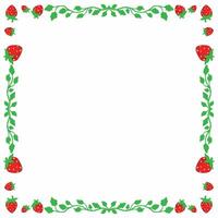 Illustration of floral frame with strawberries on a white background vector