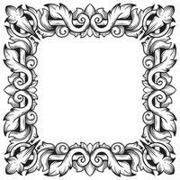 Illustration of floral frame design with black and white border on white vector