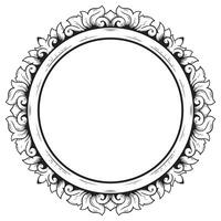 Oriental black and white round frame. decorative design element. vector