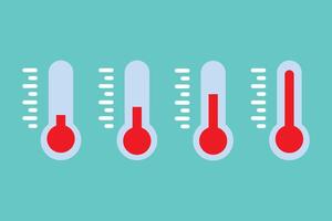 illustration of red thermometers with different levels, flat style, EPS10 vector