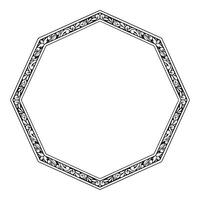 Black and white round frame with decorative elements. clip art vector
