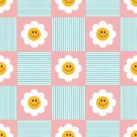 seamless pattern with sunflower with blue and pink background vector