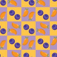 seamless pattern with fruits blueberry and mango vector