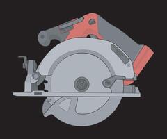 a hand draw circular saw on a black background vector