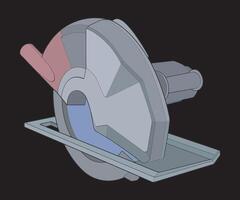 a circular saw with a blue and red blade vector