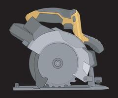 Illustration of Circular Saw Power Tool isolated on black background. vector