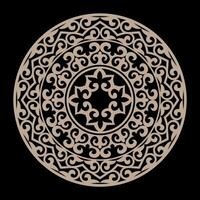 Traditional gold ornament of middle Asia for decoration of clothes, yurts, gold medallion . Element of the national pattern of the ancient nomads. Gold ornament in Kazakh style. vector