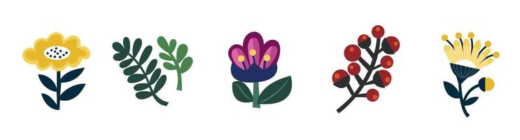 Set with various flat design flowers Free . vector