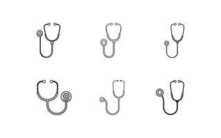 Set of stethoscope icons in a modern, minimalistic design, representing medical tools for healthcare, diagnostics, and professional use vector