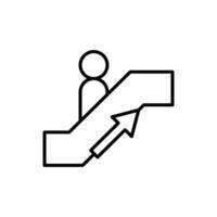 Upward Escalator Symbol with Human Figure Outline Style vector